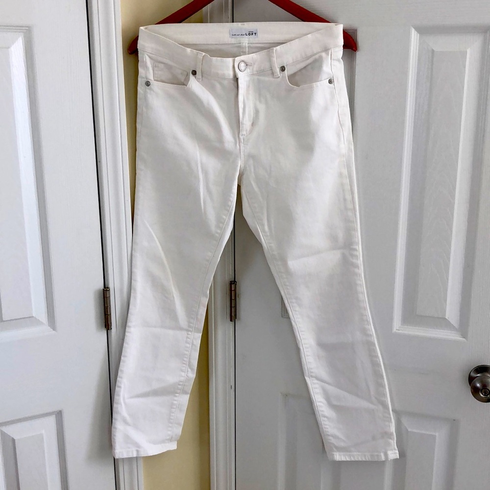 Ann Taylor loft modern skinny crop white denim pants